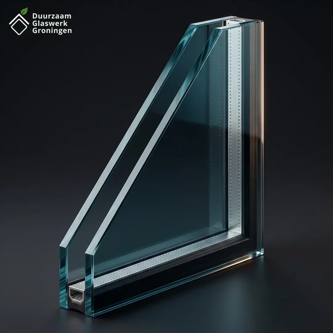 Doorsnede HR++ isolatieglas met argon vulling