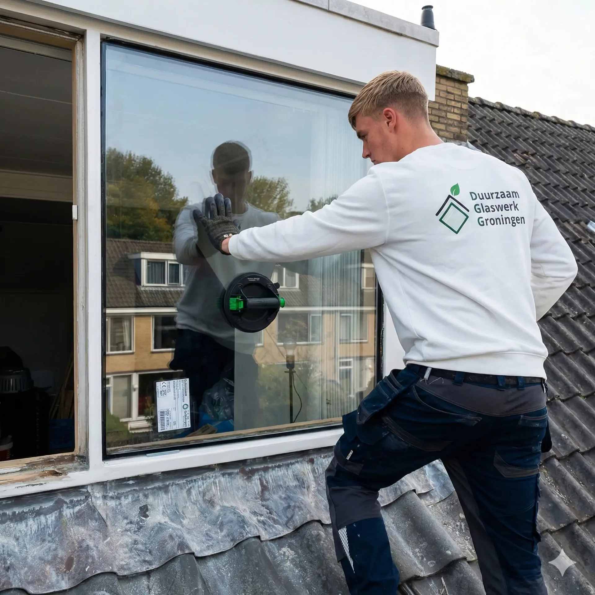 Glasplaatsing op dak